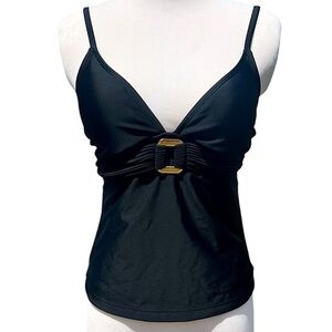 Catalina Black Tankini Top with Gold Center Buckle